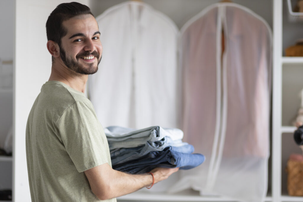 Dry cleaning is a specialist method for washing sensitive materials with chemicals other than water. It is perfect for coats, gowns, and suits